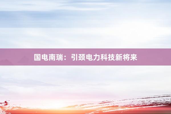 国电南瑞：引颈电力科技新将来